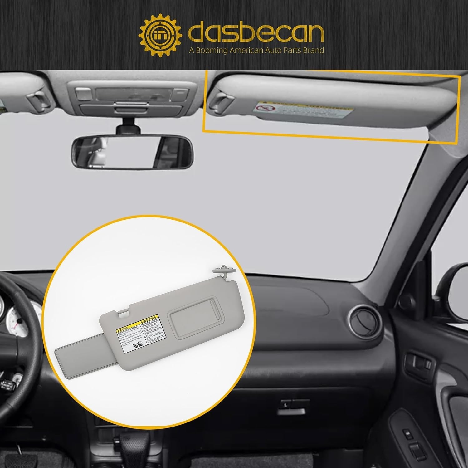Right Passenger Side Sun Visor with RAV4 2004-2005 Right Passenger Side