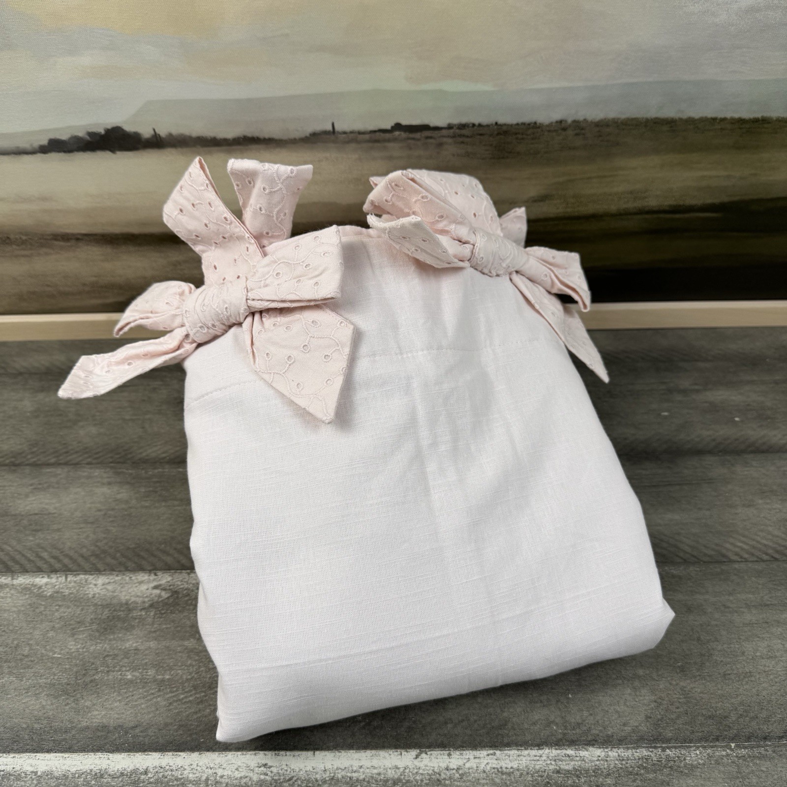 Pottery Barn Kids (1) Tie-Top Eyelet Blackout Curtain Drape 44”x84” Light Pink