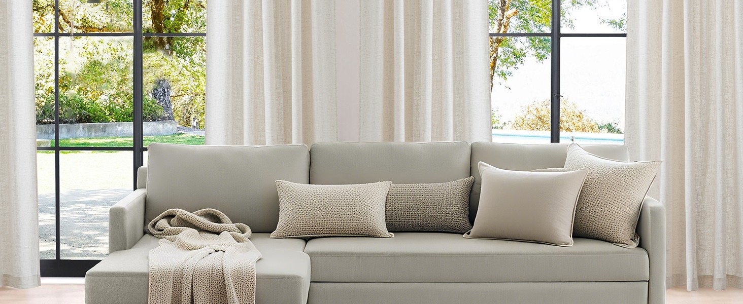 Linen Curtains 108 inch Long 2 Panels Set for Living Room/Bedroom, 55″ Wide