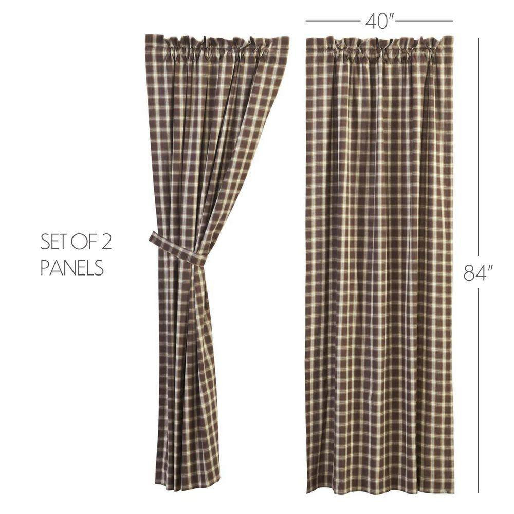 Rory Brown Creme Cotton 40 In. W X 84 In. L Light Filtering Curtain Double Panel