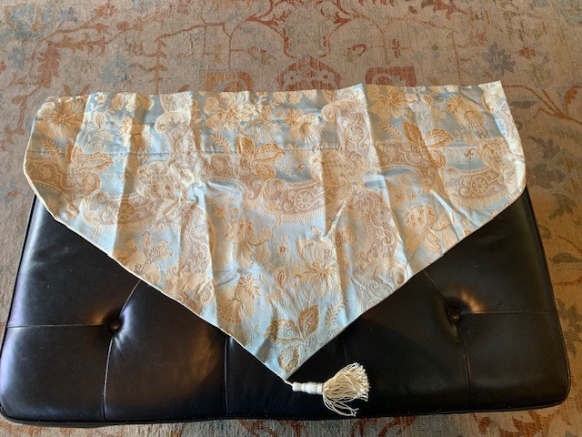 Croscill Home Vintage Napoleon Blue & Gold Pattern Ascot Valance Size 40 x 25