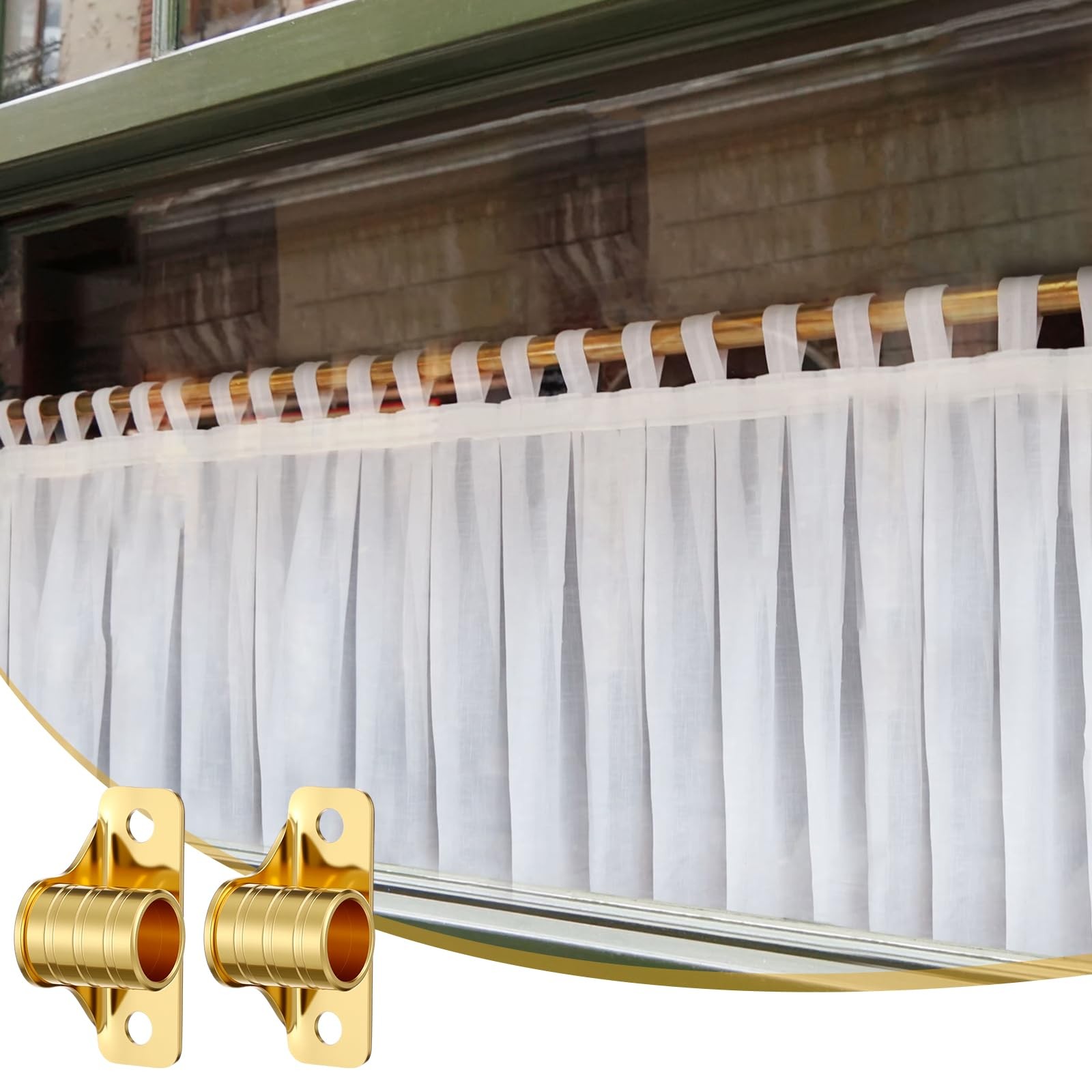 4 Pcs Outside Mount Curtain Rod Bracket 3/8″ Brass Bracket Set for 3/8″ Rodding