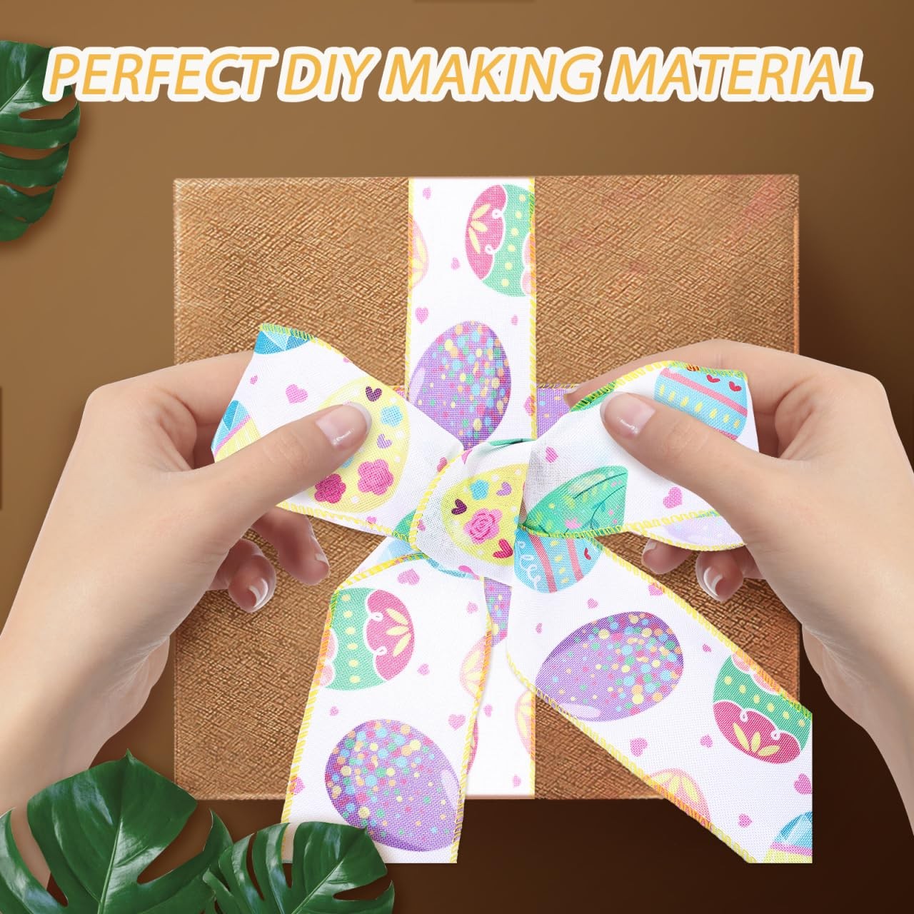 1 Roll Easter Ribbon 5 Yards Grosgrain Wired Gift Wrapping Craft Wreath Bows