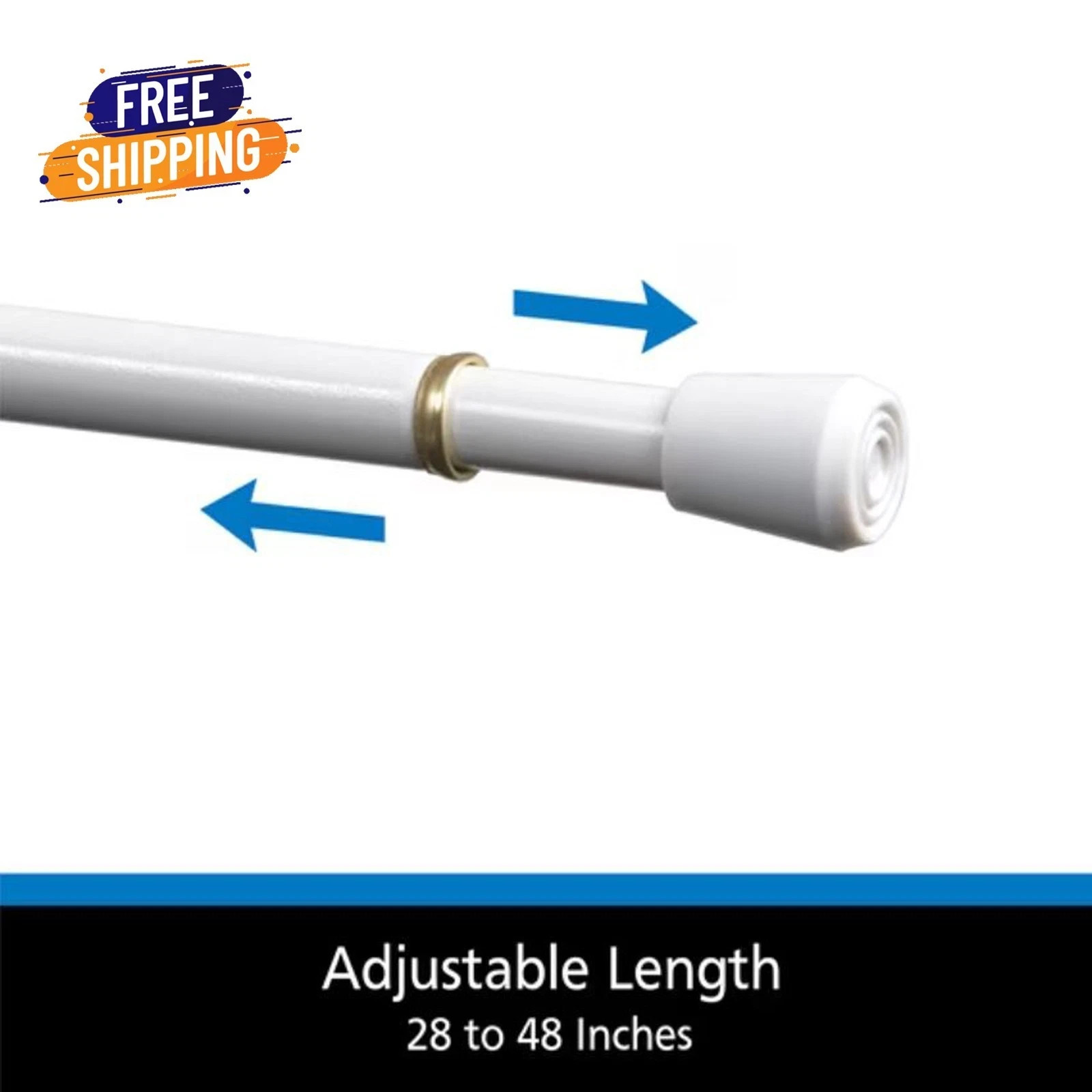 Mainstays Adjustable Spring Tension Curtain Rod 28-48 in White 7/16 Steel