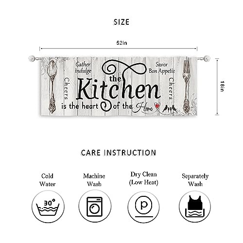 Farmhouse Kitchen Valances Curtains Rustic 52″W x 18″L (Pack of 1) A-white