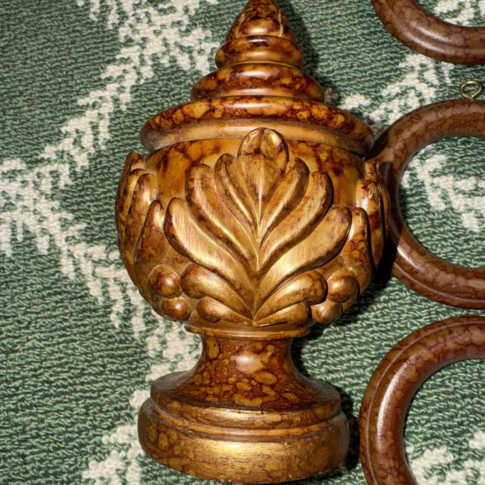 20 Wooden Curtain Rings Screw Eyes Hooks Drapery & 4wood Finials Traditional