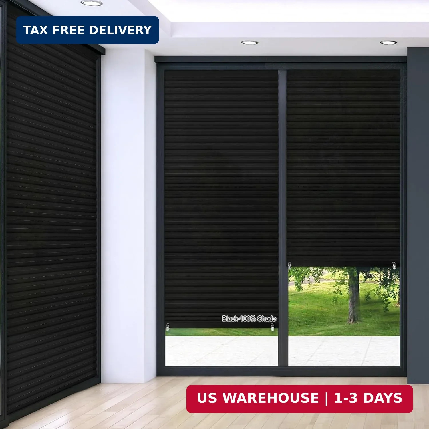 Threehoney 6 Pcs 35 x 110 Inches Blackout Temporary Blinds No Tools Cut to Size
