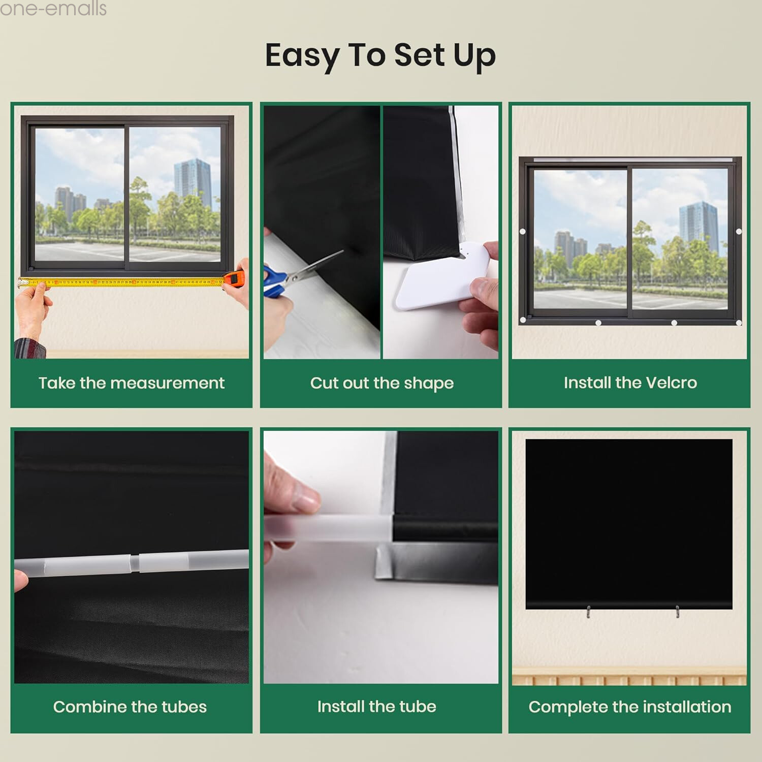 Portable Blackout Windows Curtain No Drill Blackout Curtains Shade 100% Blackout