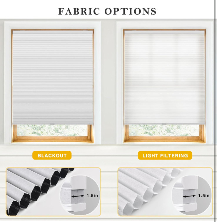 LazBlinds Cordless Cellular Blackout Honeycomb Shades 36″ x 72″ – Dark Coffee