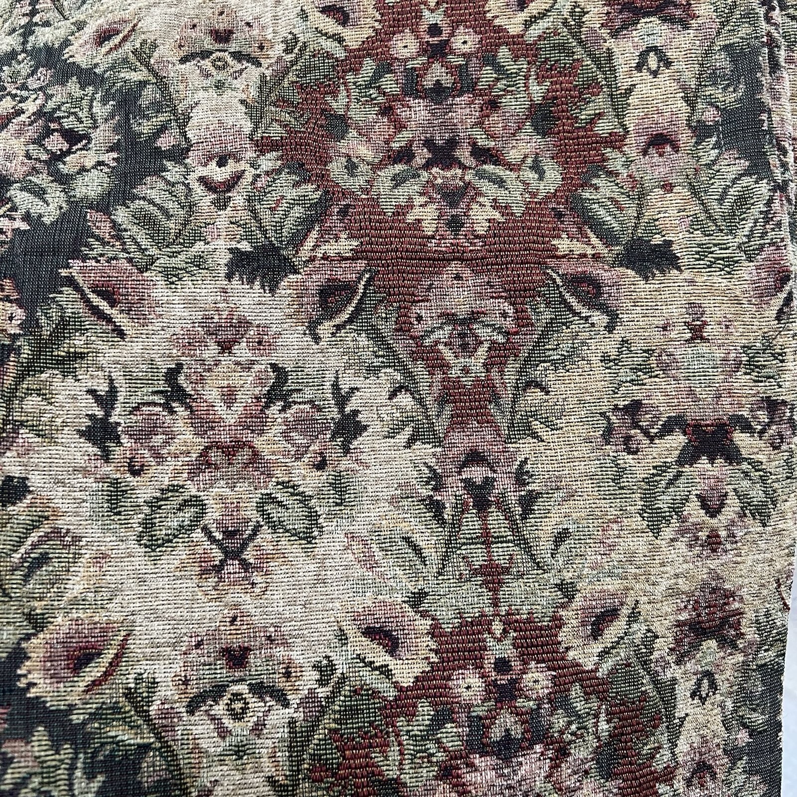 HEMPSTEAD 95″L Drapery Panels Tapestry Green Beige Burgundy tan Floral 2 pc new
