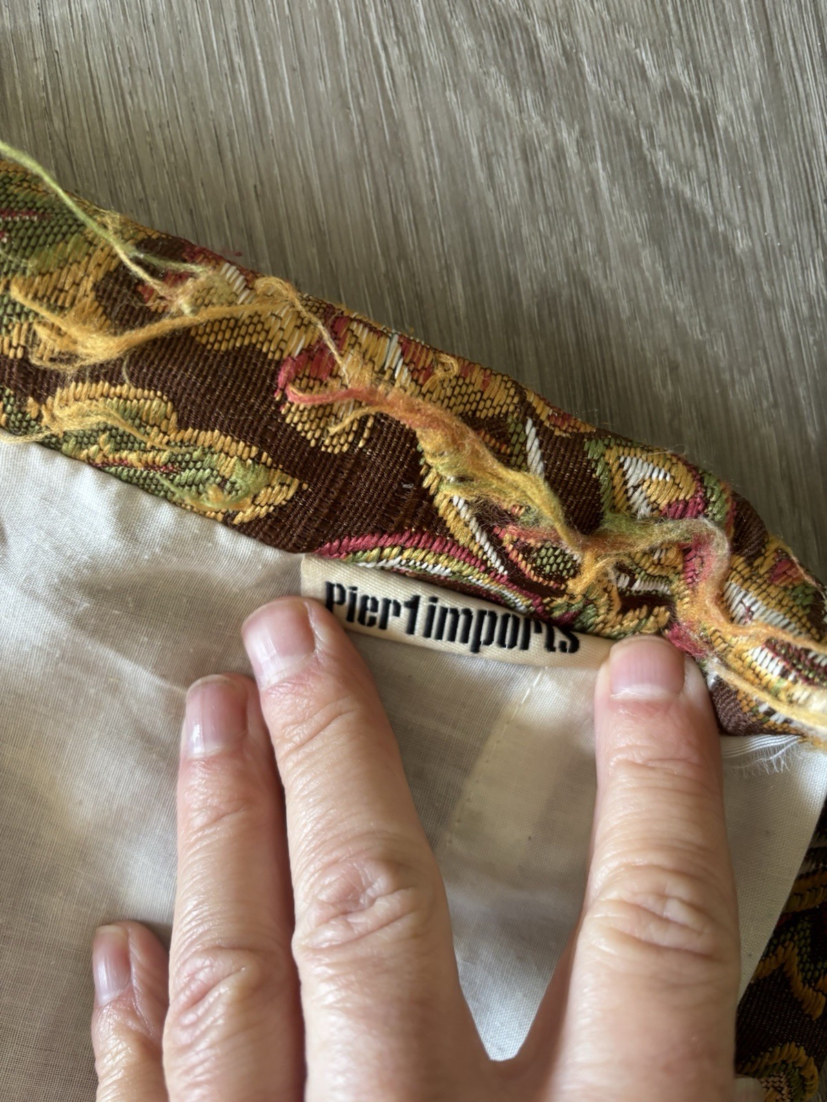 Vtg Pier 1 Floral Paisley Heavy Brocade Damask Lined Curtain Drapes Brown Multi