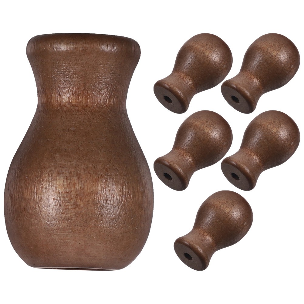 6Pcs Reusable Wood Cord Tassels Brown Blind Pull Knobs for Household Curtains