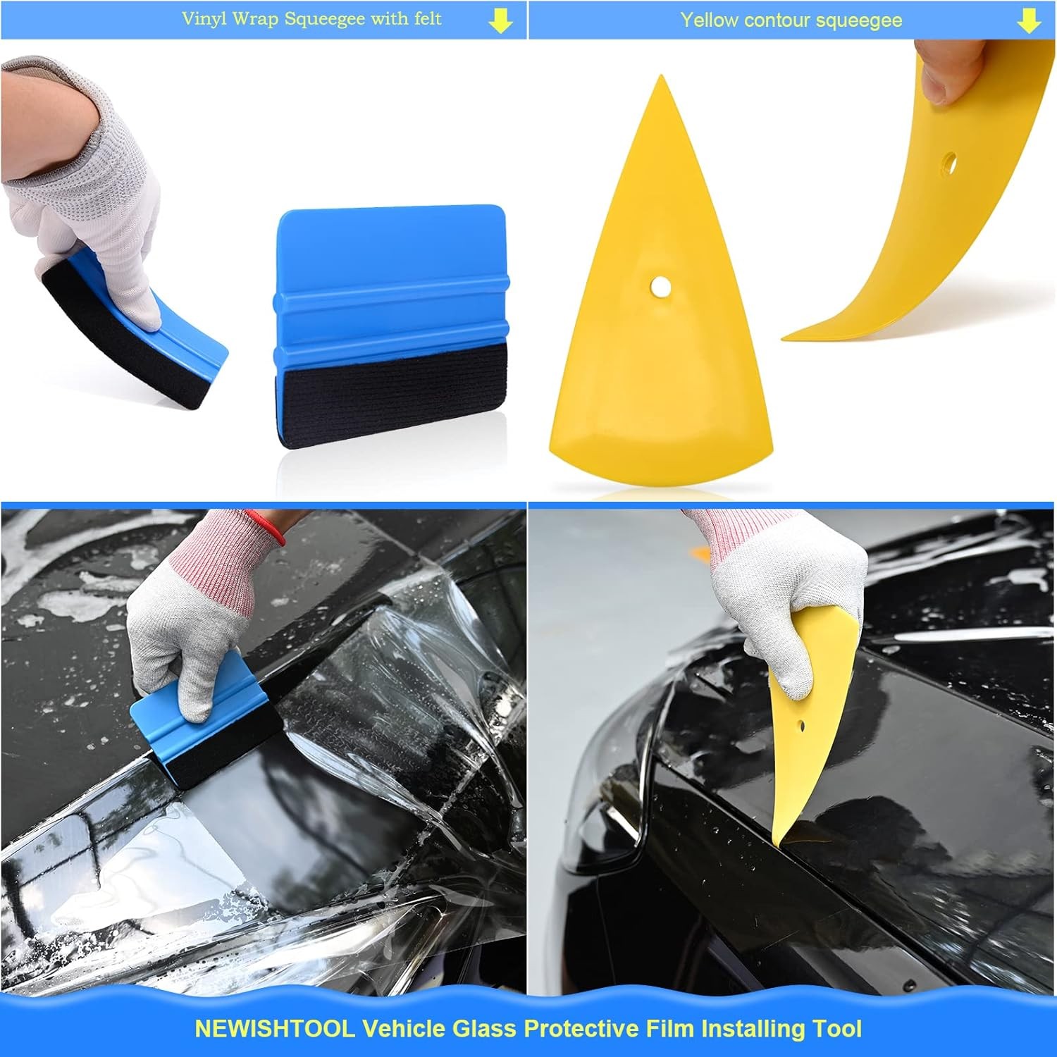NEWISHTOOL Window Film Application Kit Car Tint Installation Tools with Spray Bo
