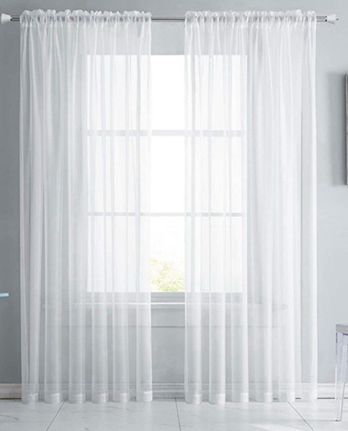 Jaclyn Smith – One Sheer White Window Panel (12 Available) – New! 84” L x 51” W