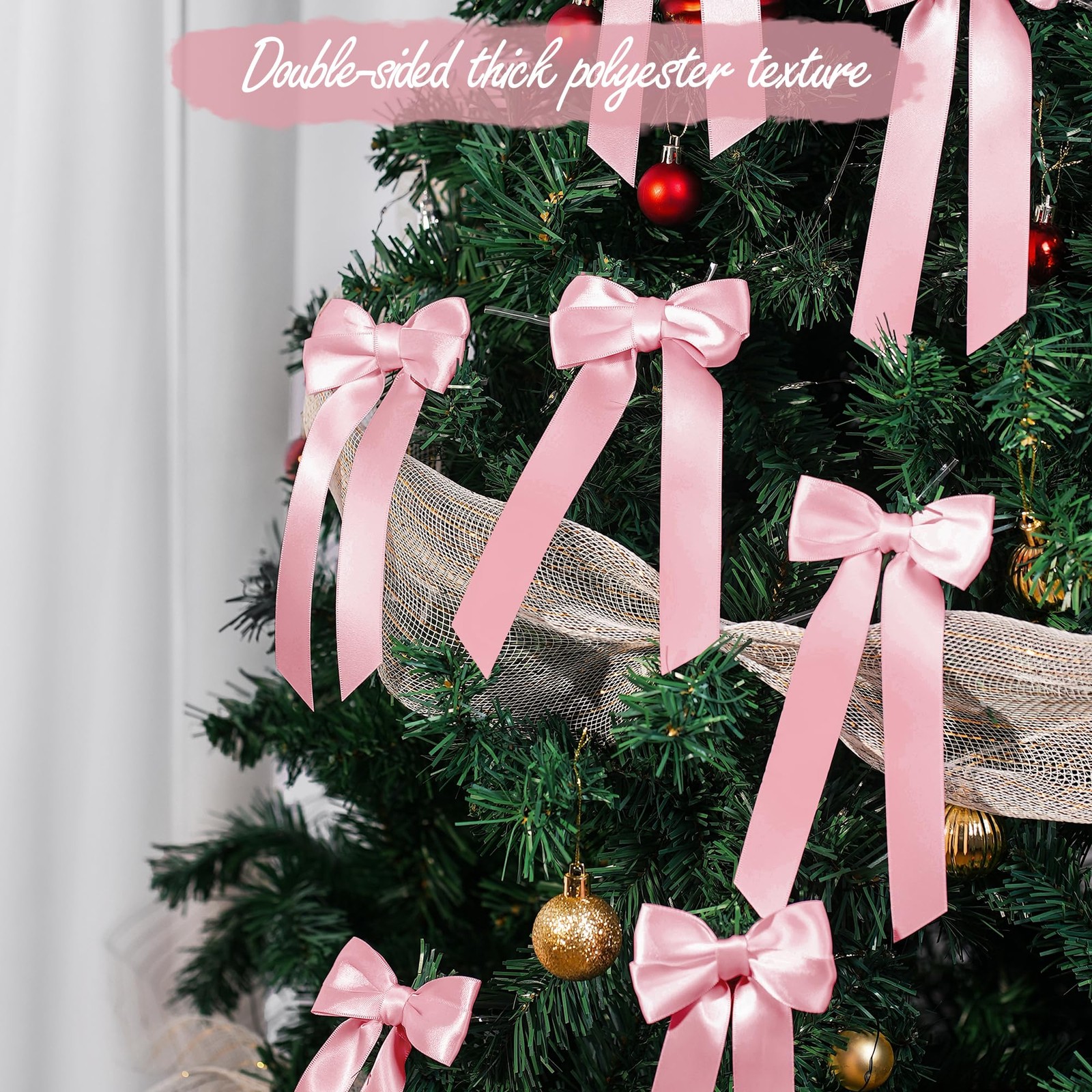 24pcs Pink DoubleSided Ribbon Twist Tie Bows Christmas Valentines