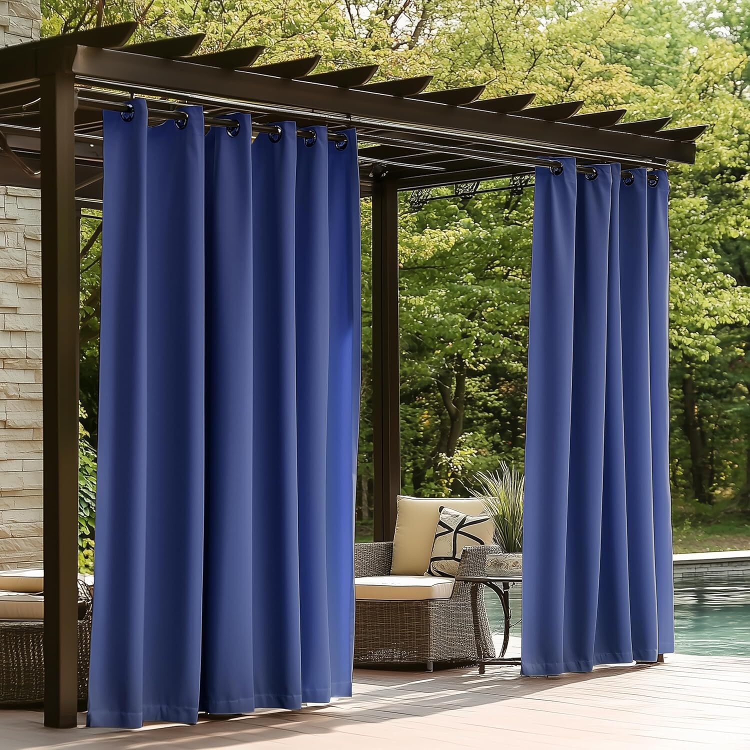 Waterproof Outdoor Curtains Patio Blackout Curtain Thermal Insulated for Pergola