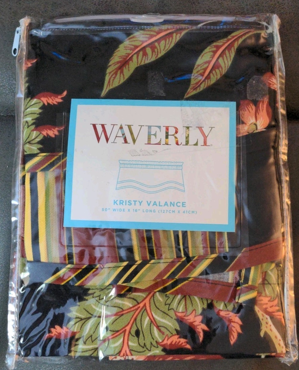 Waverly Maldives Night Kristy Valance 50″ W x 16″ L Jacobean Discontinued Black