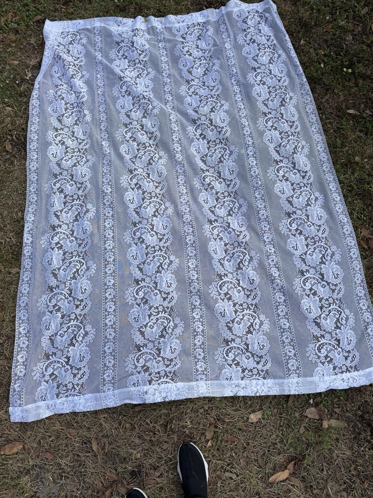 Curtain Lace Panel White Floral Polyester 1″ Pocket Rod 60″ Wide x 82″ Length
