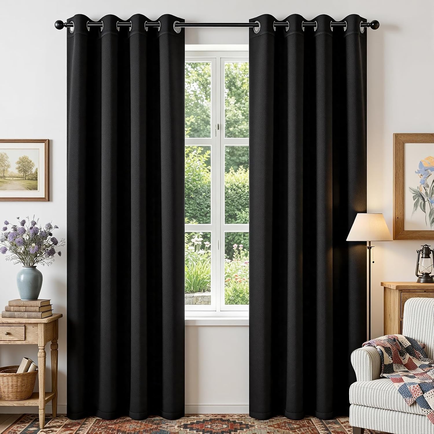 Blackout Curtains for Bedroom 84 Inch – Black Out Curtains with Grommets Ther…
