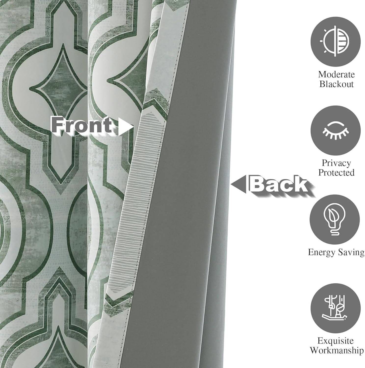 Airwill Blackout Curtains 84 x 52 Inches, 2 Panel Set, Grommet Top Window Green