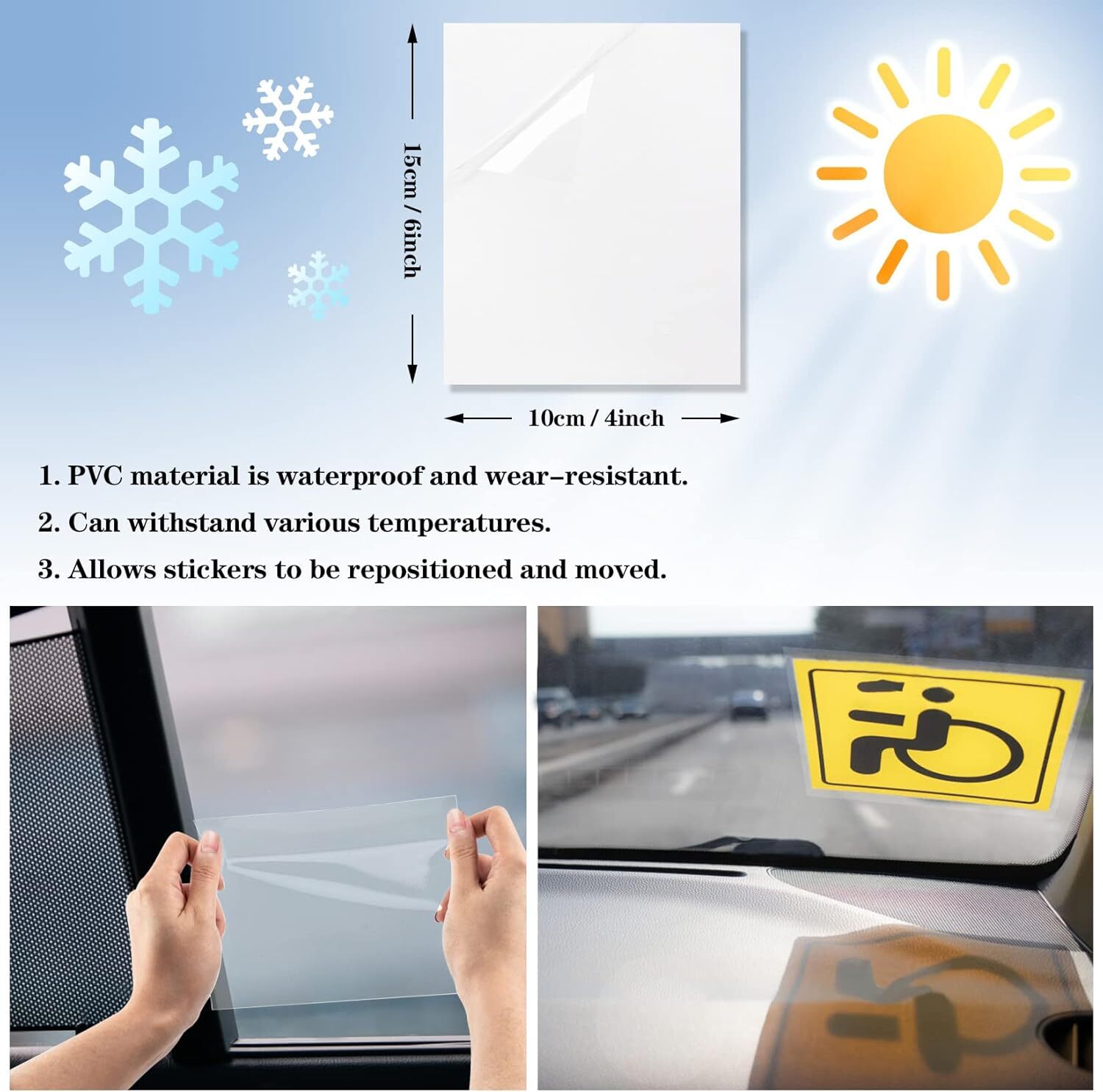 PSLER Car Windshield Sticker, Applicator, Clear Window 10 PCS