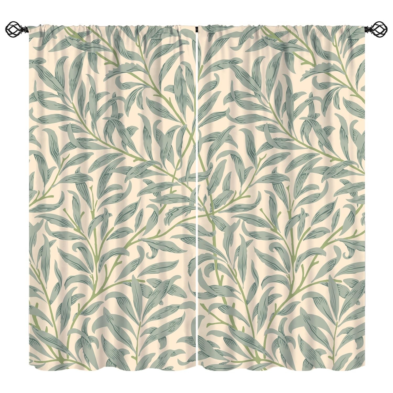 William Morris Curtains, Bohemia Minimalist Leaves Bough Pattern Window Treat…