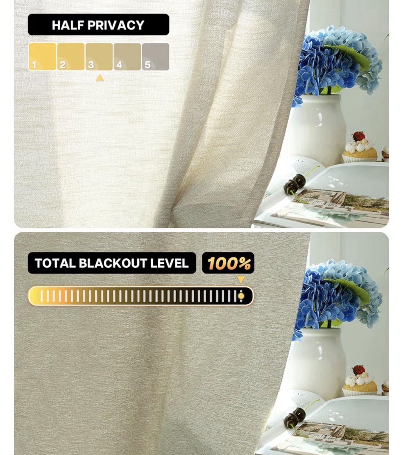Balloon Roman Shade Window Curtain, Adjust.Rod Pocket Drape 34″Wx47″ Natural
