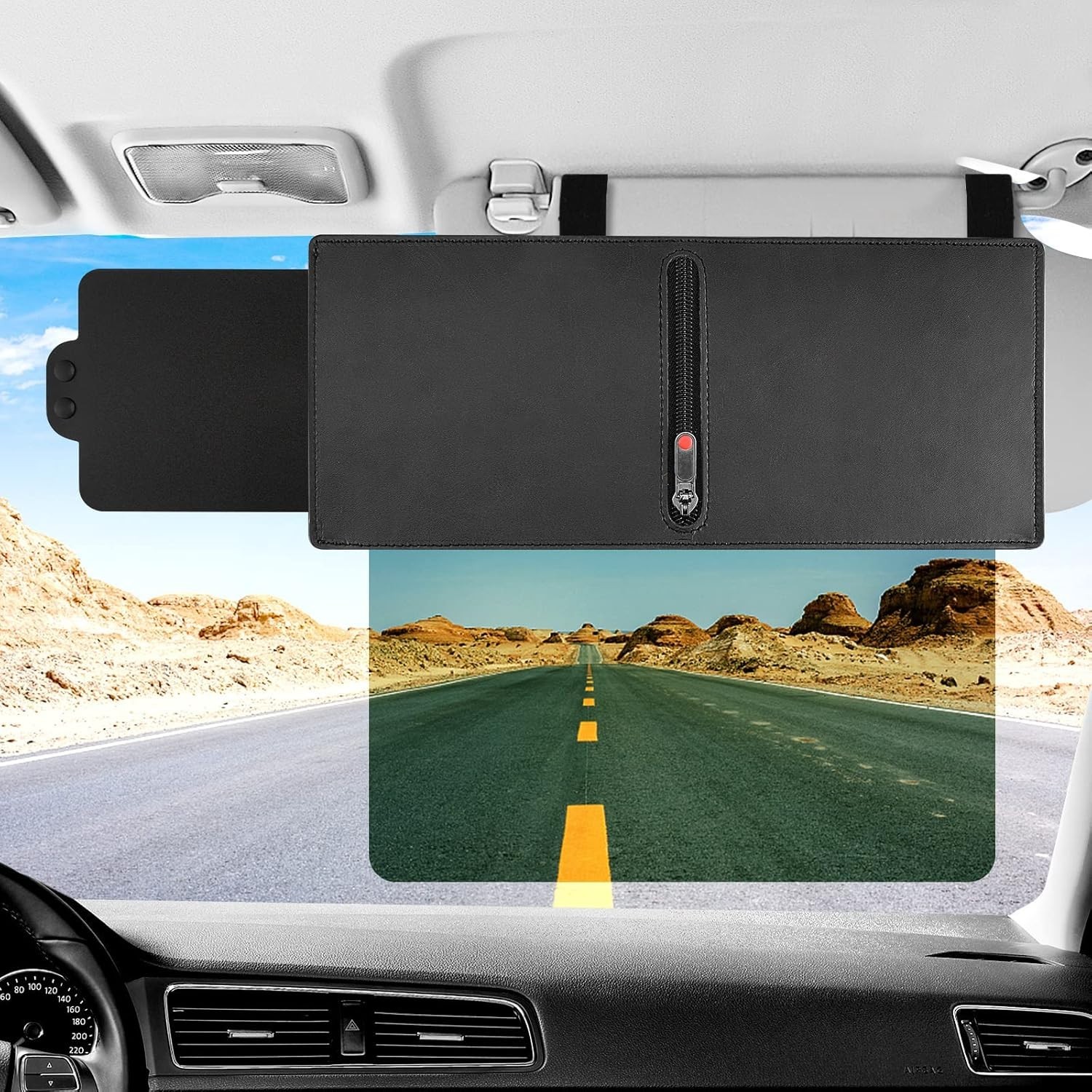 Visor Extension for Car Visor, Polarized Sun Visor Extender with Zipper, One Pul