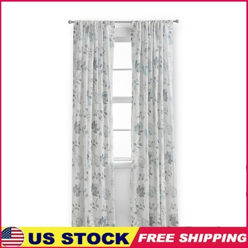 100% Cotton Sheer Floral Curtain Panel Rod Pocket Indoor Window Treatment 50×63