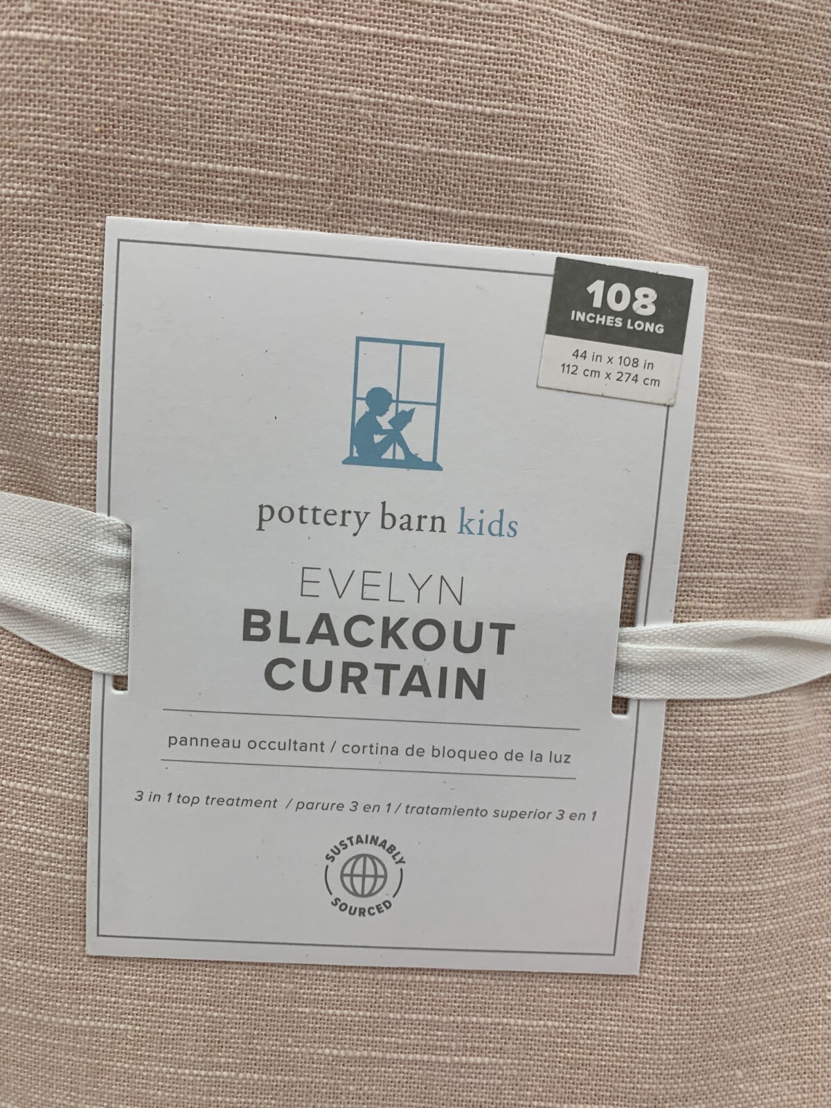 Pottery Barn Kids Evelyn Blackout Drape Panel Curtain Blush 44x 108″ READ! 7453D