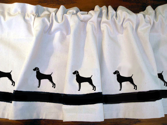 Weimaraner Dog Window Valance Curtain in Your Choice of Colors