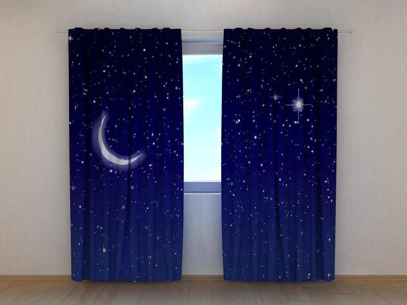 3D Window Curtain Printed with Starry Sky Image Wellmira Made to Measure