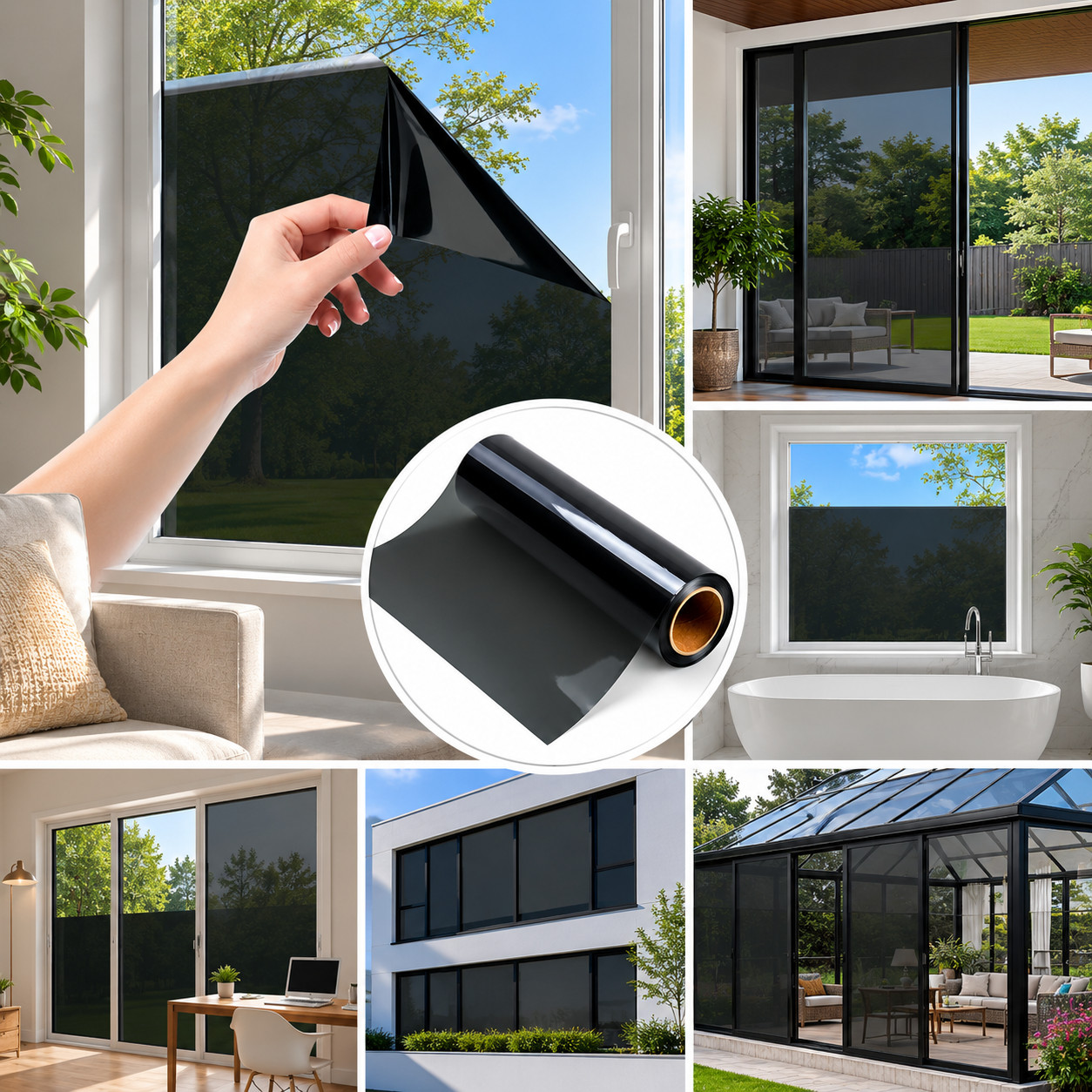 Window Privacy Film See Out Not In Sun Blocking Anti UV 23.6 Inch X 9.84 Feet