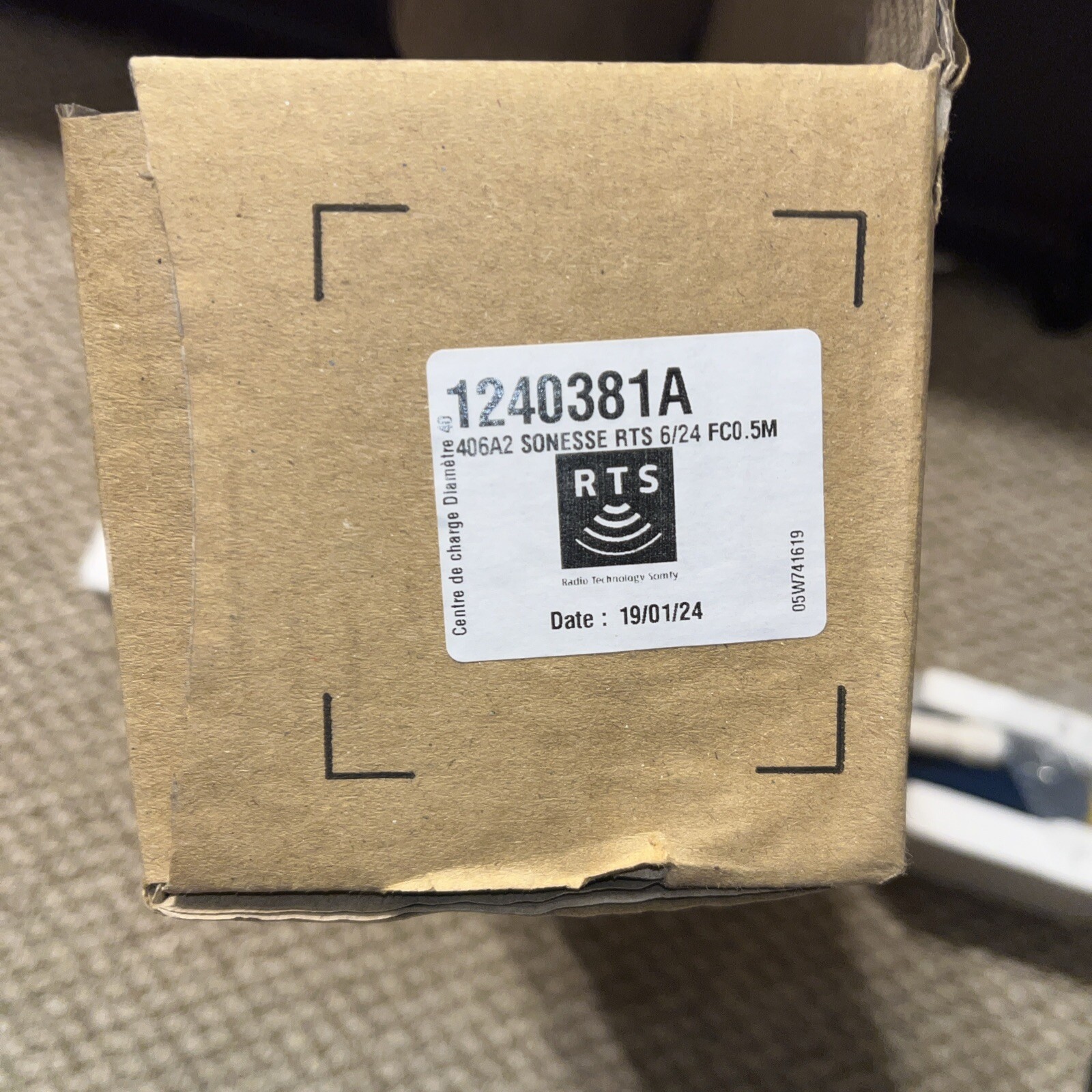 NEW SOMFY 406A2 SONESSE 40 QUIET TUBULAR SHADE MOTOR RTS 6/24RPM 1240381 20″CORD