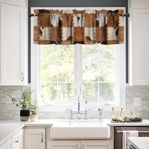 Cowhide Patchwork Valance Curtains, Vintage 54″W x 18″L (Pack of 1) Cowhide-5