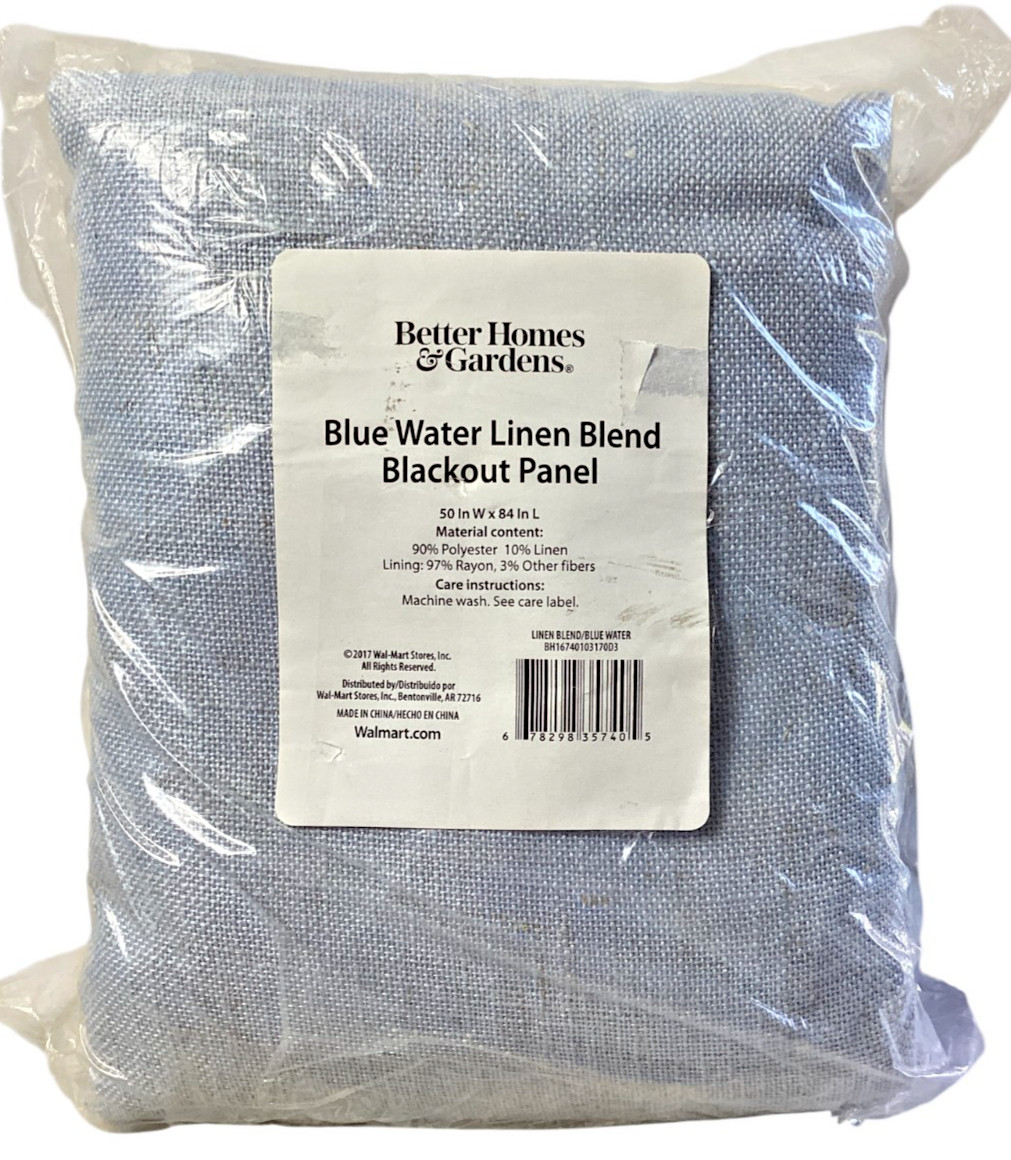 Better Homes & Gardens: Blue Blackout Single Curtain Panel, 50X84 inches