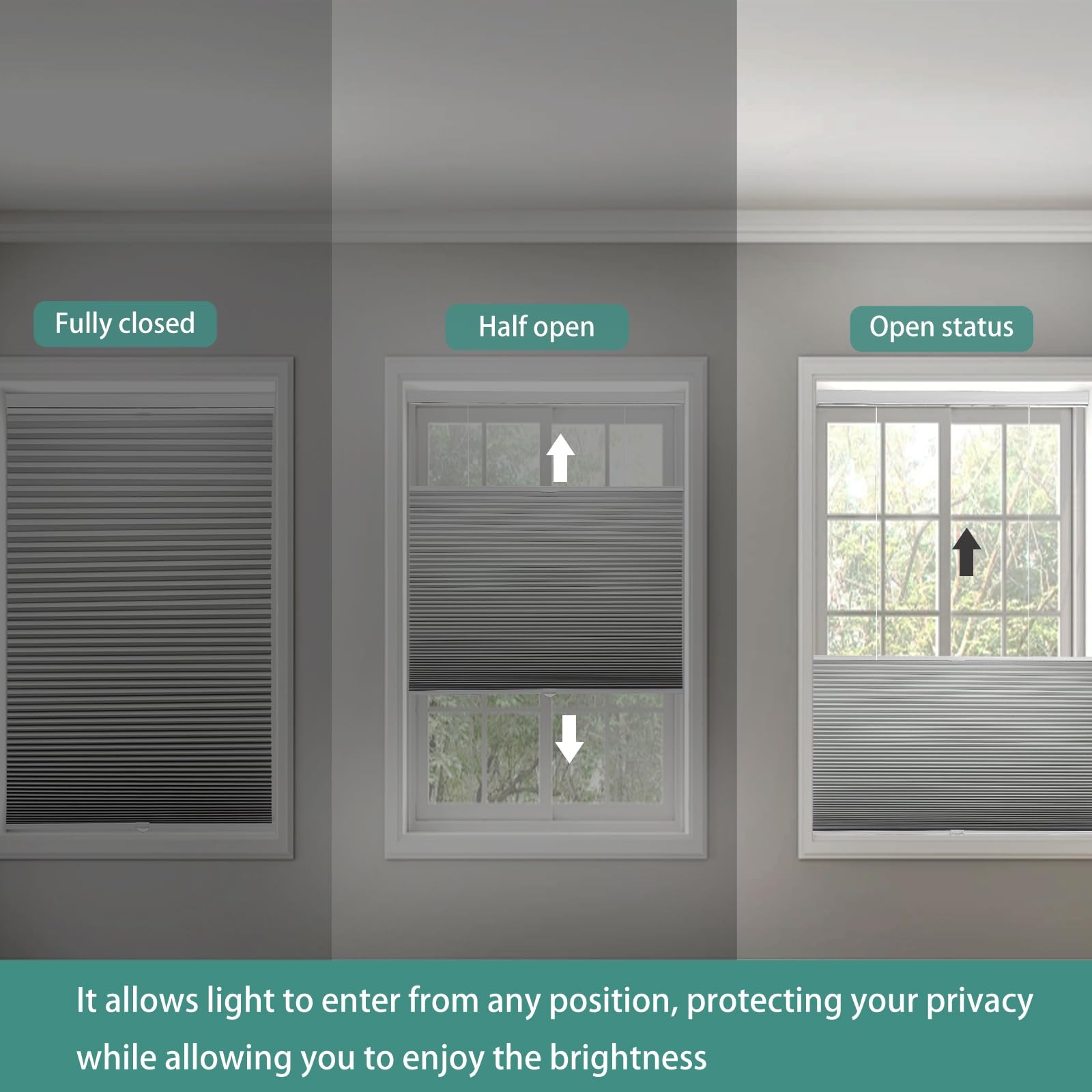 Changshade Blackout Cellular Shades Cordless Top Down Bottom Up Blinds For