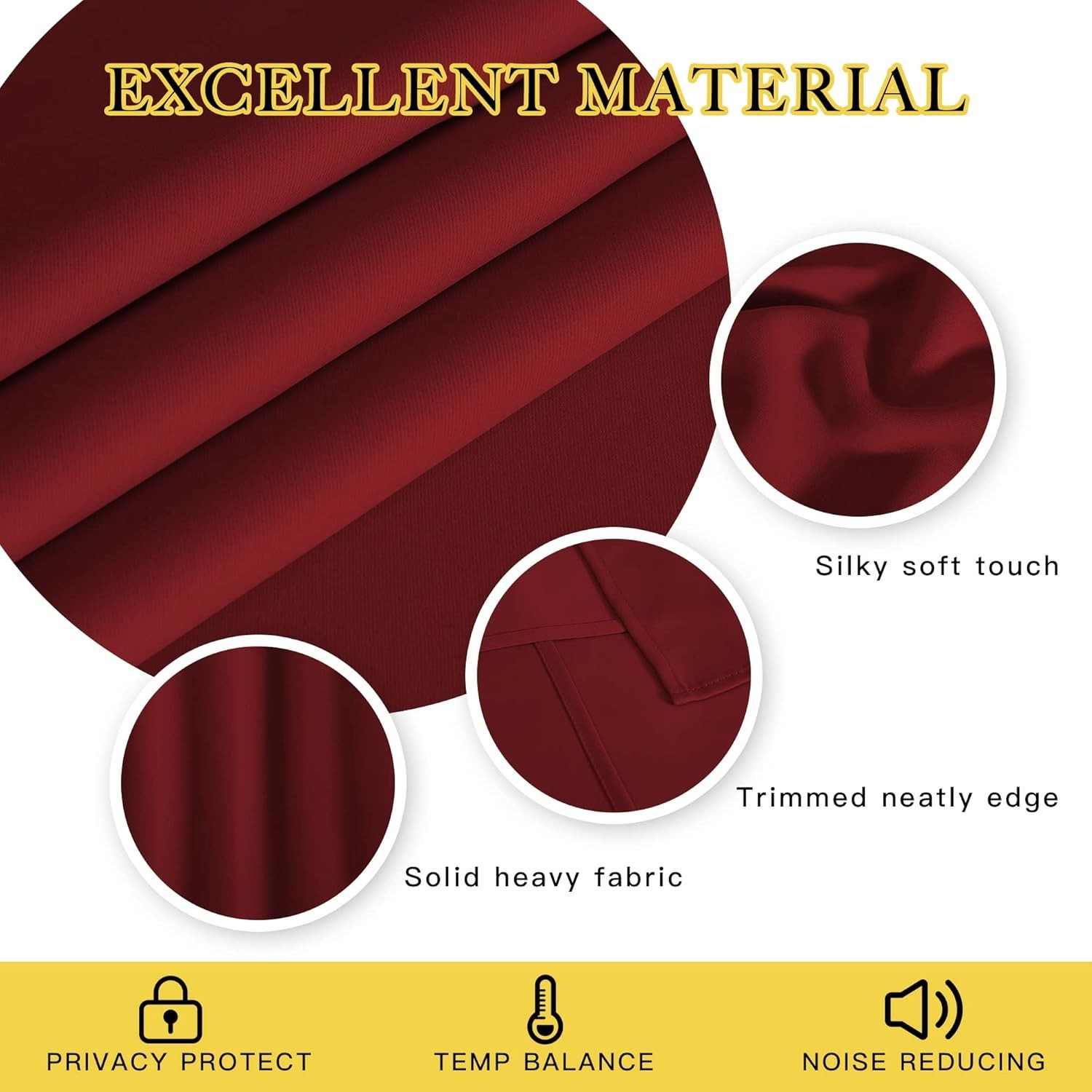 Blackout Blinds for Sliding Door – 100″W x 84″L (Pack of 1) Burgundy Red
