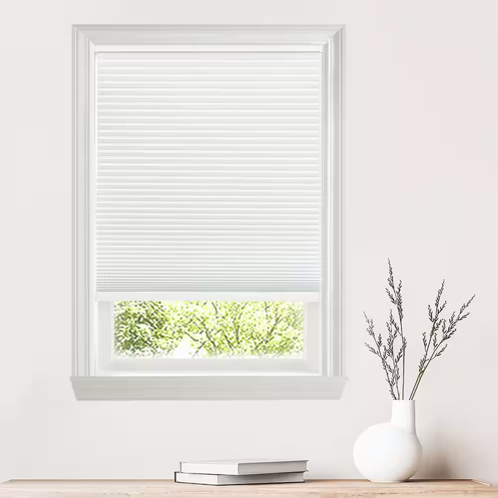 Shadow White Cordless Blackout Cellular Shades for Windows-35 In. W X 64 In. L (