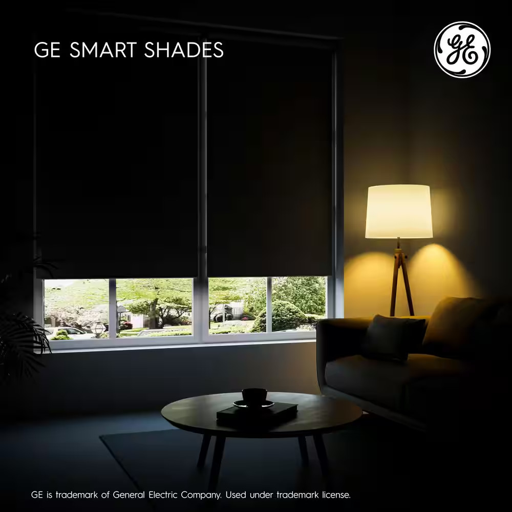 Smart Shade, Motorized Window Blind, Black Hardware, Blackout White Fabric, 38.0