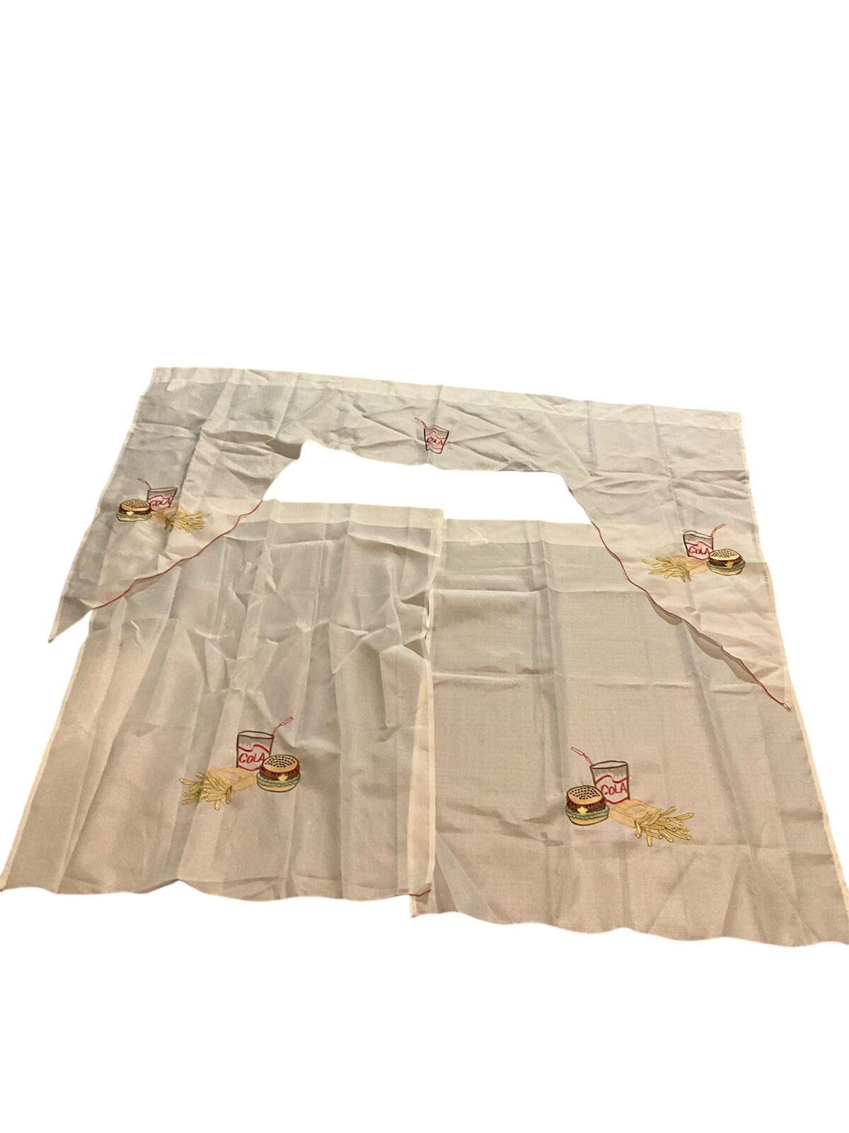 Cola hamburger and fries valance Curtain set Valance 58”w 35”L Panels 28”x35”