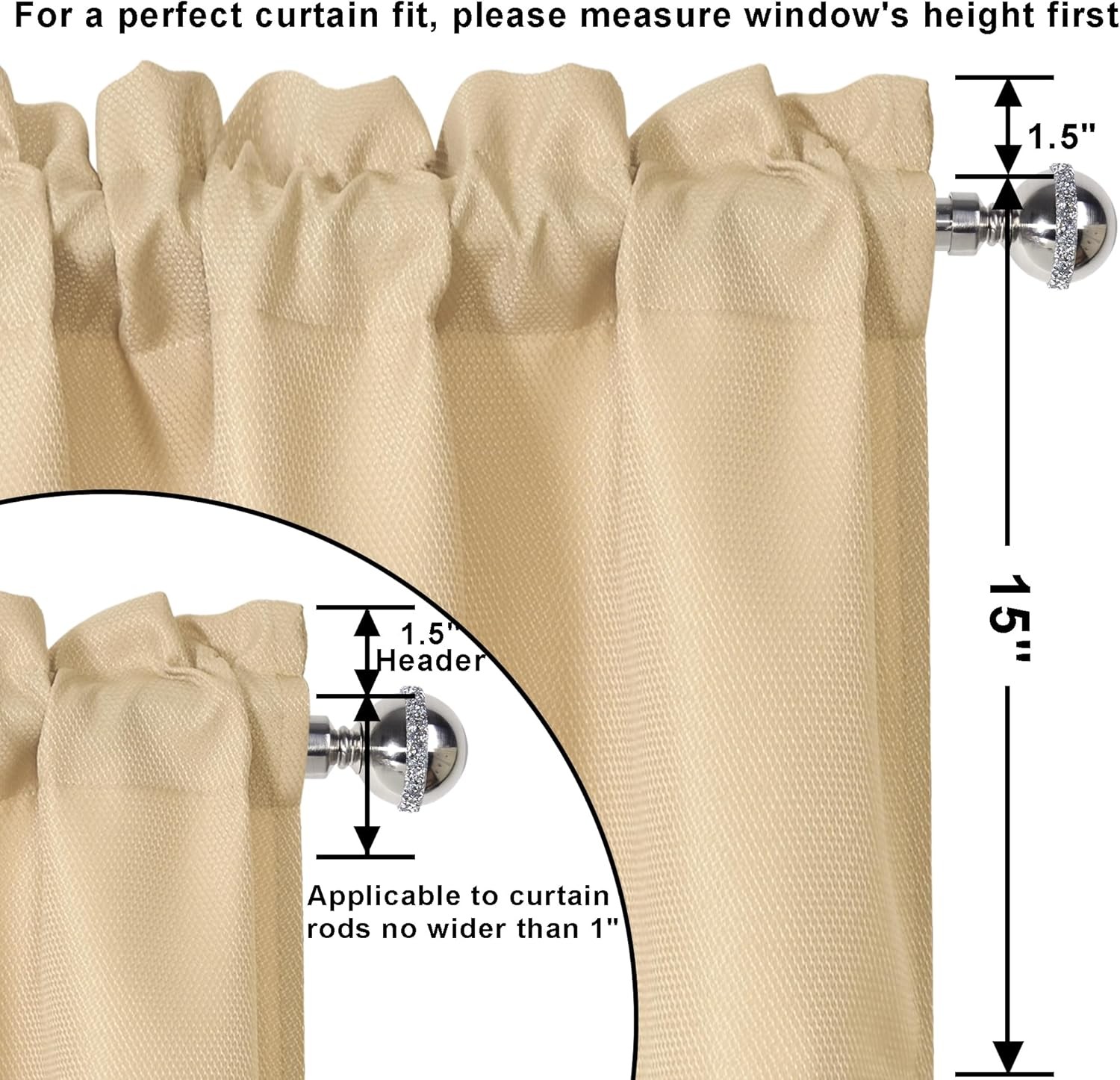 Beige Valances for Kitchen Windows Spillproof Antiwrinkle Jacquard Rectangle