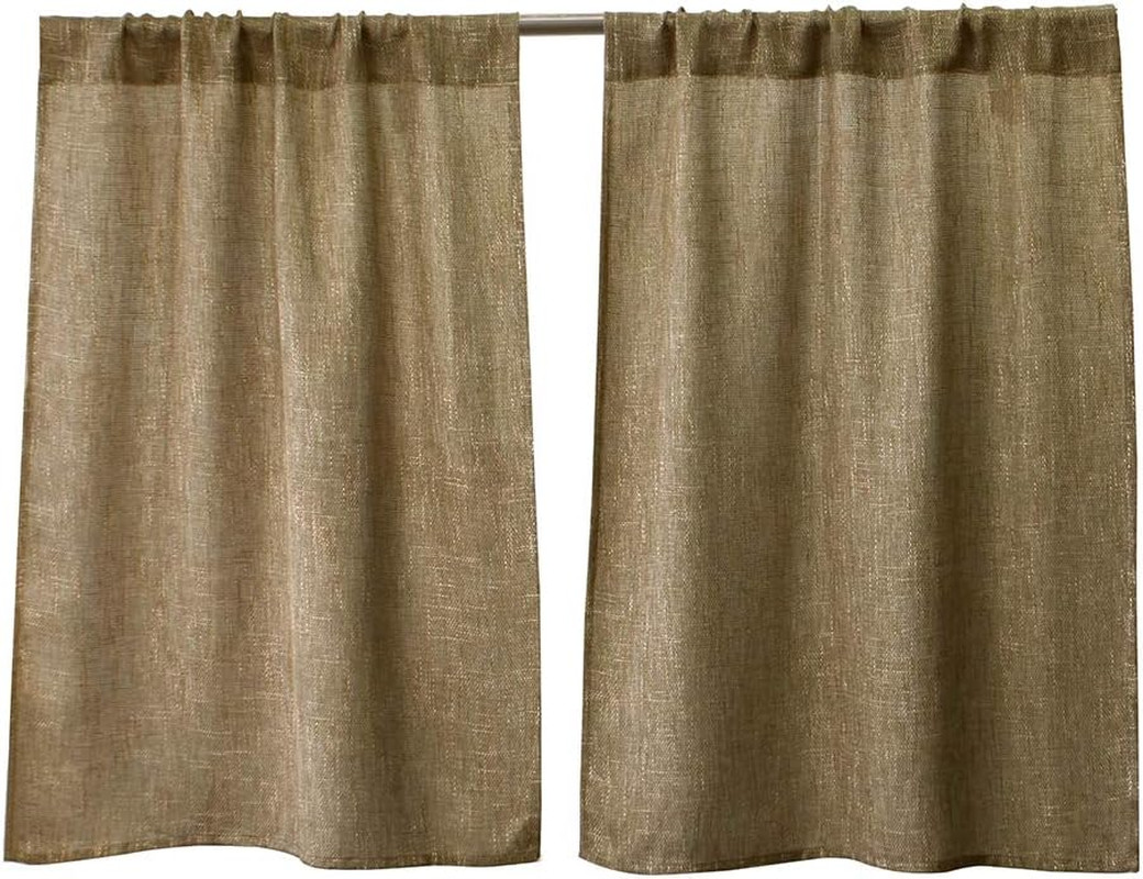 Burlap Tier Curtains for Kitchen Rustic Tan Rod Pocket Curtains for Short Window