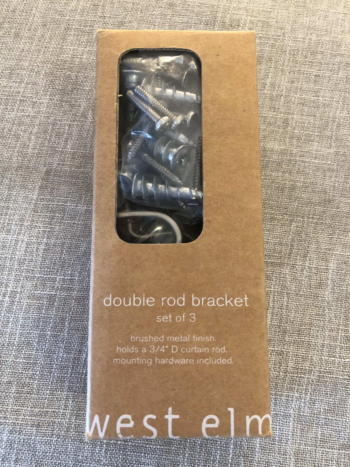 West Elm Double Rod Brackets Set Of 3 Silver Metal Wall Mounted Pole Holders