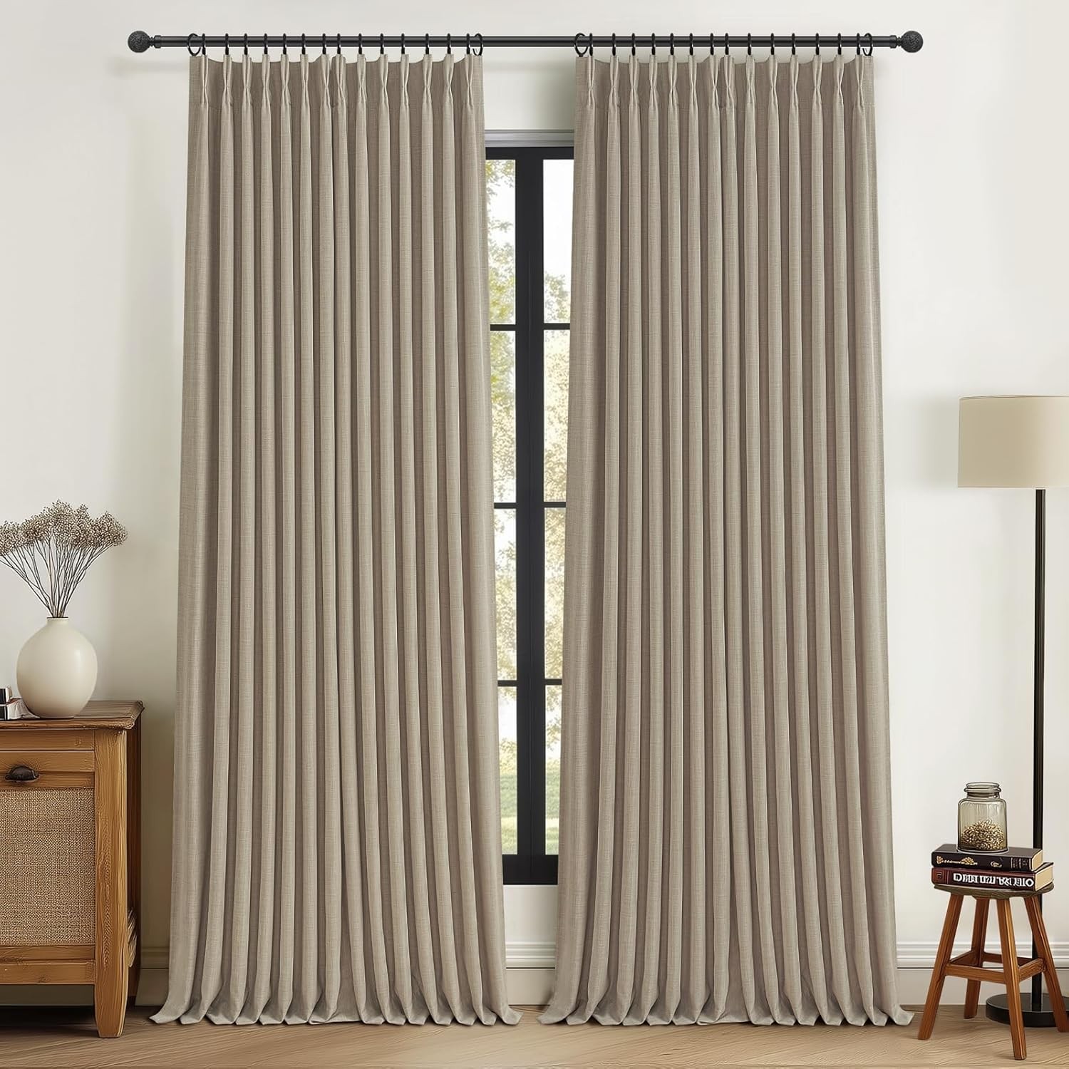 70 Inch Extra Wide Memory Trained Pinch Pleated Blackout Living Room Curtains