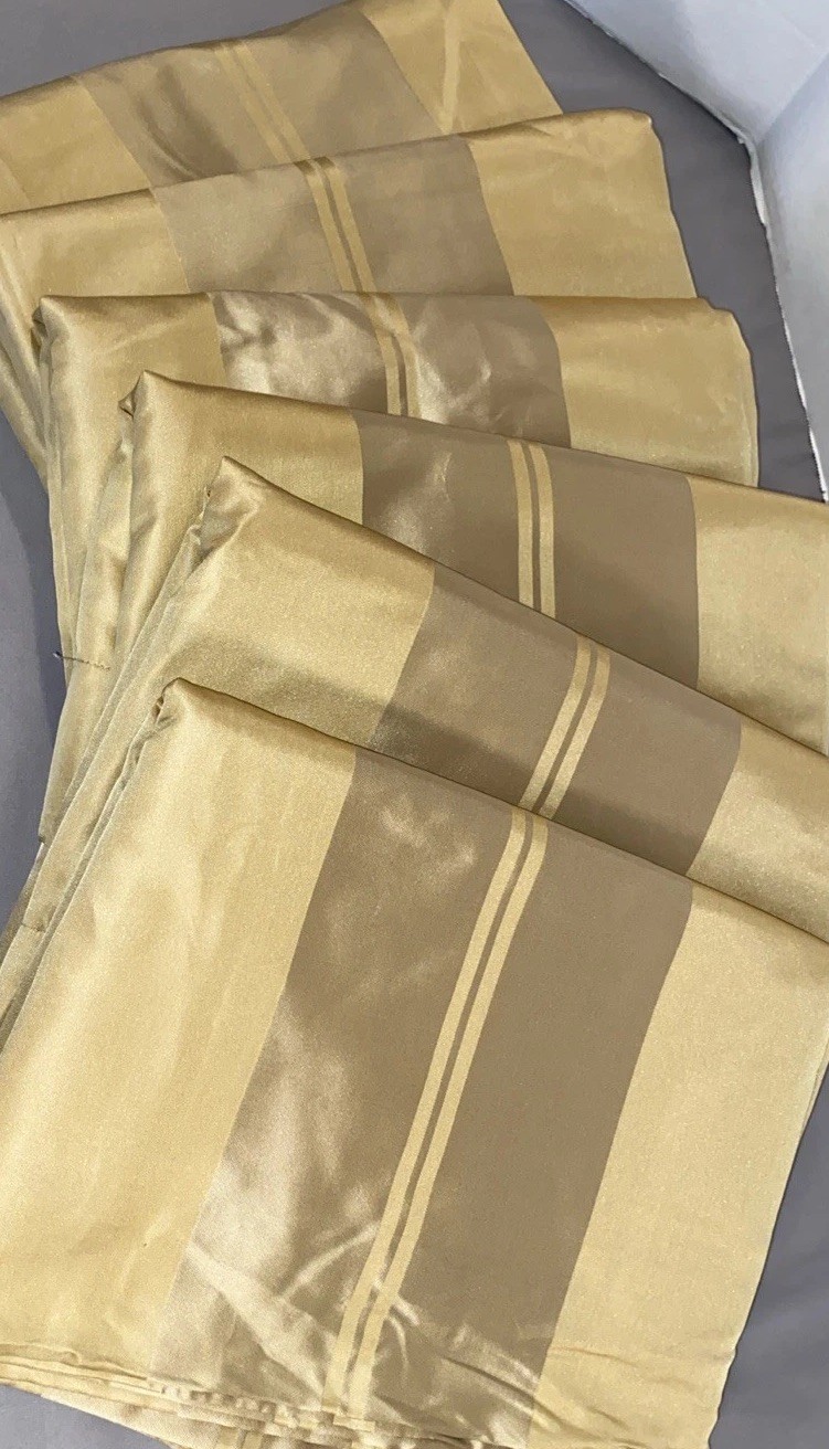 6 Panels Restoration Hardware Gold 100% INDIA SILK Curtains Drapes 51X84” Lined