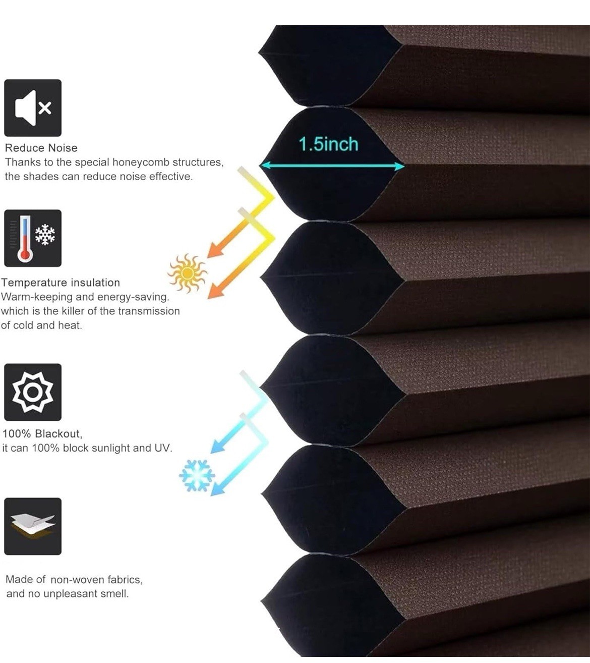 MYshade 1.5-Inch Cellular Cordless Blackout Shades – Taupe – 40 W x 72 H