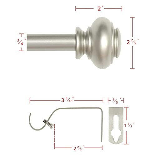 Window Curtain Rods for Windows 28 to 48 Inches Adjustable 28″-48″ Nickel