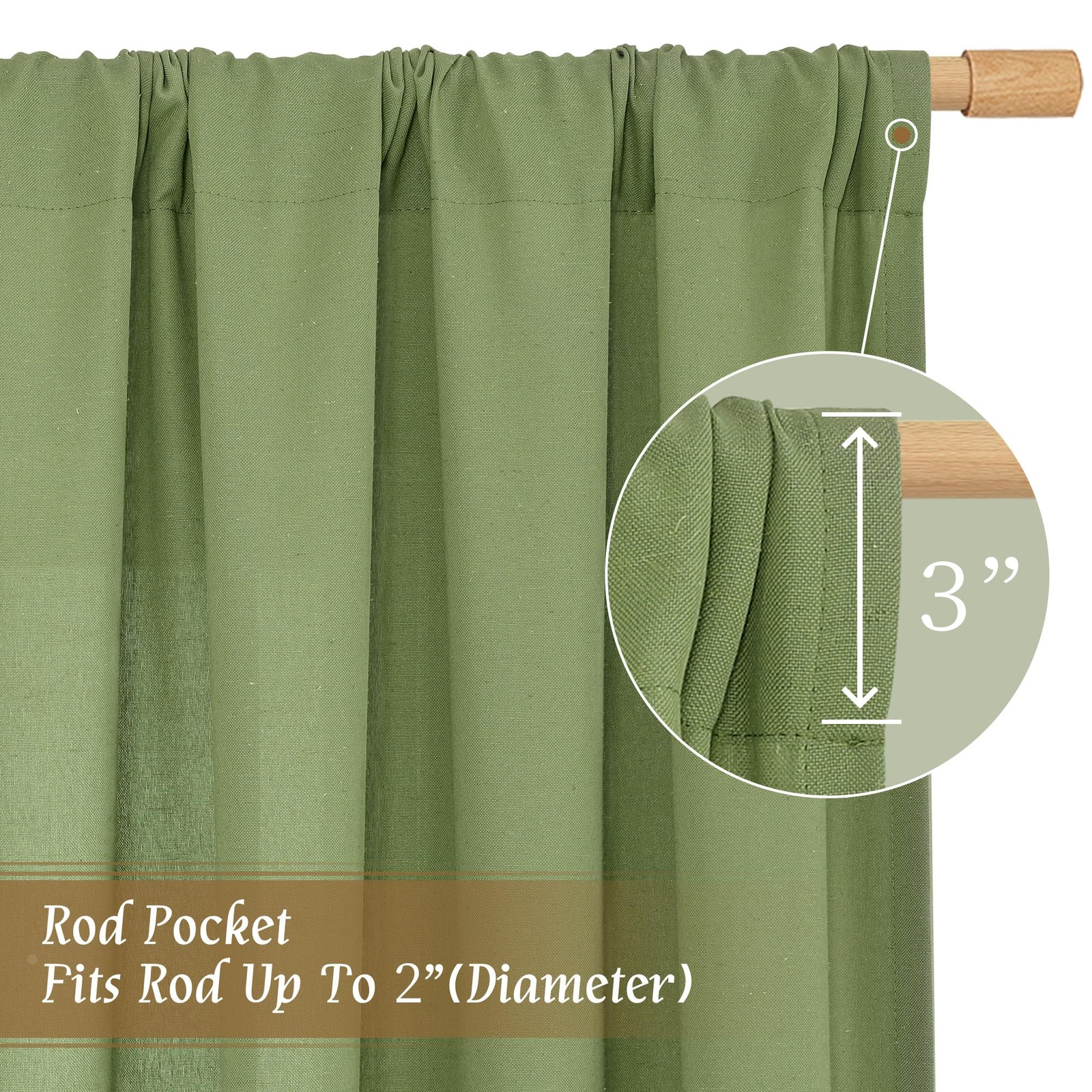 36 Inch Length Linen Curtains for Cafe, Light Filtering Linen Textured Panels…