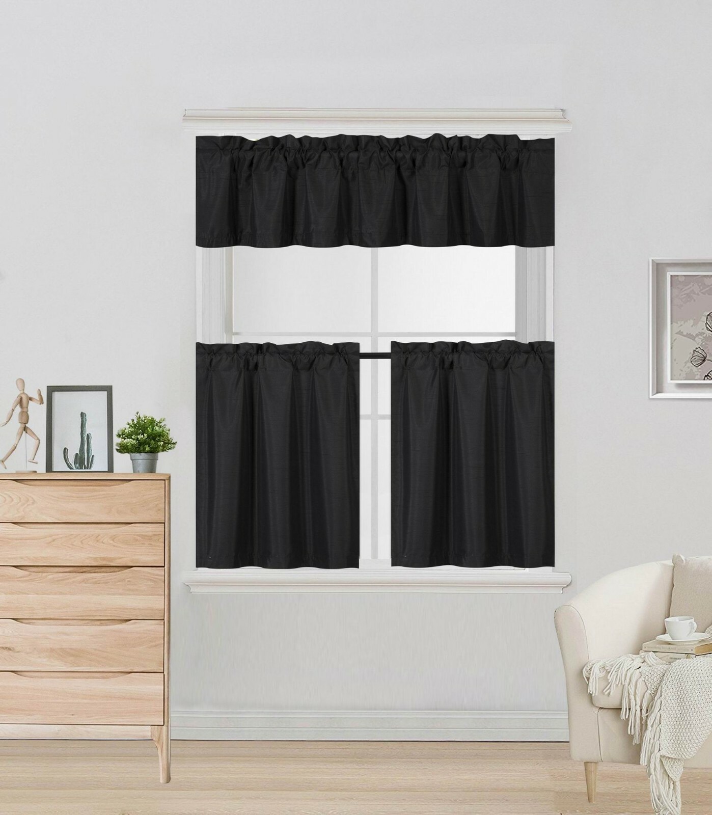 2PC HALF WINDOW LINED CURTAIN PANEL GEOMETRIC PRINTED 30″ W X 36″ L (each)